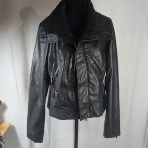 Lane crawford black women's leather jacket small/ medium